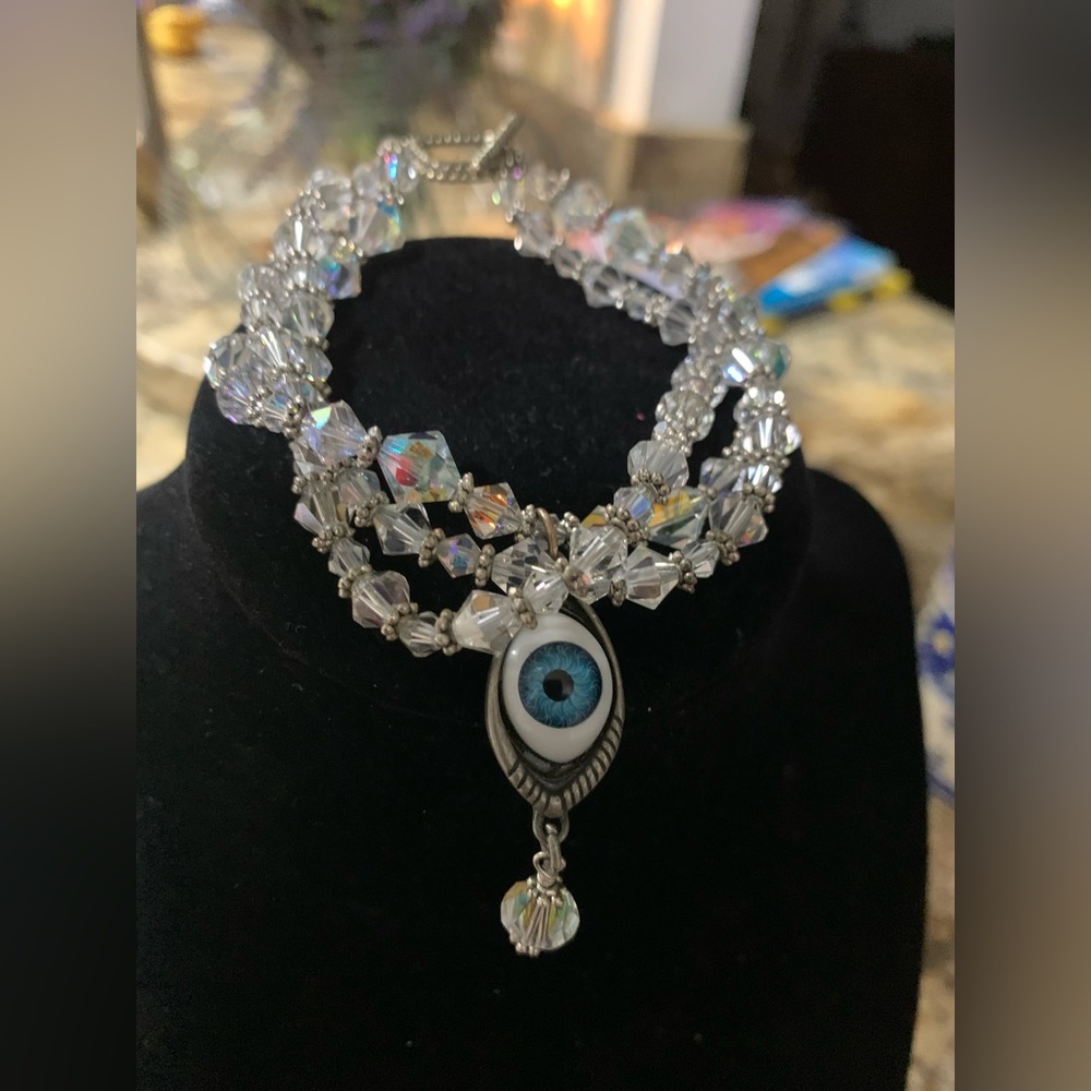 Crystal, Evil Eye Bracelet.  One of a kind.